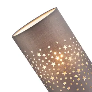 Modern Stars Decorated Children/Kids Medium Grey Cotton Bedside Table Light