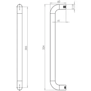 AFIT Satin Aluminium Bolt Fixed Pull Handles 305 x 19mm