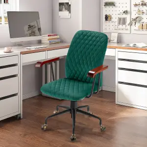 Costway Velvet Leisure Chair Adjustable Swivel Home Office Chair Rolling Computer Chair