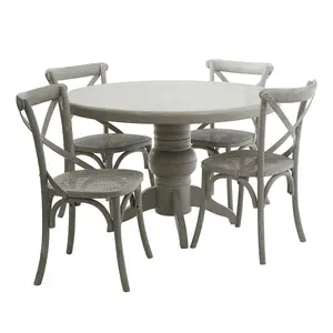 Durable Grey Wash 5Pc Dining Set, Space Saving Design Dining Set, Contemporary Small Dining Set For House