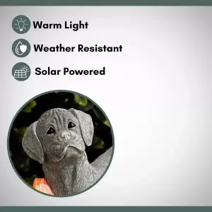 Large Solar Dog Ornament Garden LED Light Up Puppy Stone Effect Statue Decor