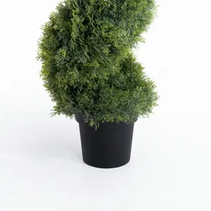 2x Artificial Spiral Topiary Tree - 4ft Faux Cedar Twist by Blooming Artificial