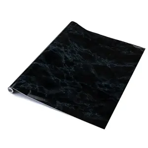 d-c-fix Marble Black Self Adhesive Vinyl Wrap Film for Kitchen Worktops and Furniture 2.1m(L) 90cm(W)