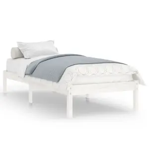 Berkfield Bed Frame White Solid Wood 90x190 cm Single