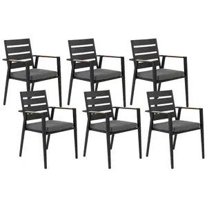 Set of 6 Garden Chairs with Cushions TAVIANO Metal Black