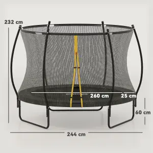 SPORTNOW 8ft Trampoline with Enclosure Net and Spring Cover, Black