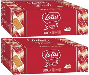 Lotus Biscoff Individually Wrapped Caramelised Biscuits (2 Boxes (600 Biscuits))