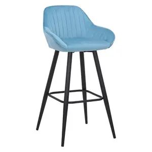 Hennen 76cm Bar Stool Black / Light Blue