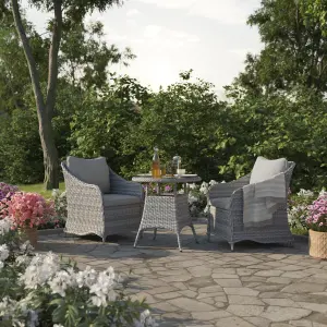 GoodHome Hamilton Steeple grey Rattan effect 2 seater Bistro set