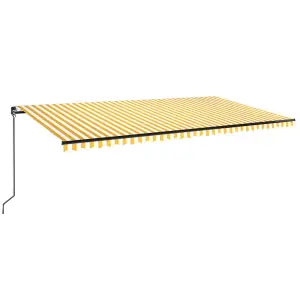 Berkfield Manual Retractable Awning with LED 600x350 cm Yellow and White