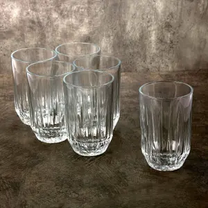 Queensway Home & Dining Height 12cm Set of 6 Clear 350ml Tall Drinking Glasses Tumblers Water Spirits Cordial Juice Milk