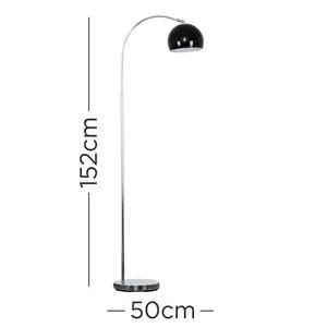 Derosier 152cm Arched Floor Lamp Chrome / Black