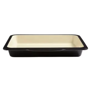 Baker & Salt 37cm Baking Dish, Black & Cream Two Tone Enamel