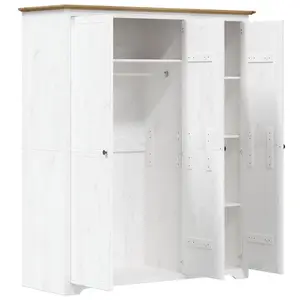 Wardrobe BODO White and Brown 151.5x52x176.5cm Solid Wood Pine