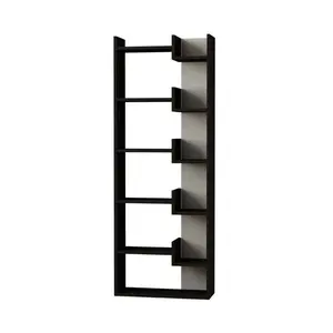 Kara 5-Tier Freestanding Bookcase for Home and Office Storage Anthracite/White / 162.56" H x 61" W x 22" D