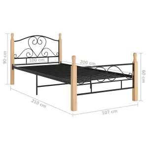 Berkfield Bed Frame Black Metal 100x200 cm