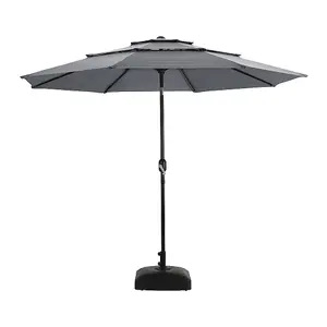 3-Tier Umbrella with Patio Umbrella Cement Round Base No Wheels