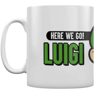 Super Mario Here We Go Luigi Mug White/Black/Green (One Size)