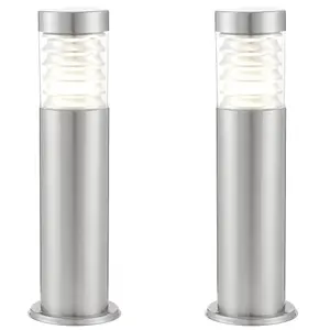 2 PACK Outdoor Post Bollard Light Marine Steel 0.5m 10W LED Driveway Path Lamp