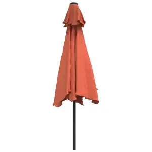 Berkfield Outdoor Parasol with LED Lights and Steel Pole 300 cm Terracotta