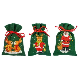 PPBAG XMAS PK3 - Counted Cross Stitch Kit: Gift Bags: Christmas: Set of 3 - Vervaco