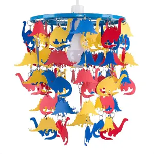 ValueLights Children's Multi-Coloured Dinosaur Nursery Bedroom Ceiling Pendant Light Shade