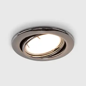 ValueLights Downlight Tiltable Fire Rated Black Chrome Ceiling Light Fitting Single Pack