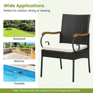 Costway Set of 2 Patio Wicker Chair Set Outdoor PE Rattan Chairs w/ Cushion