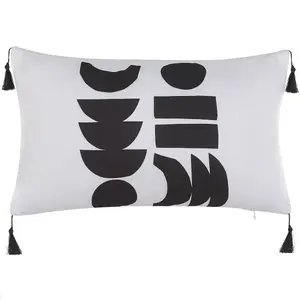 Set of 2 Cushions LIRIOPE 30 x 50 cm Geometric Black-White