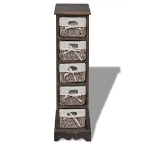 Berkfield Wooden Storage Rack 5 Weaving Baskets Brown