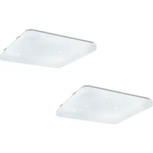 2 PACK Wall Flush Ceiling Light White Shade White With Crystal Effect LED 17.3W