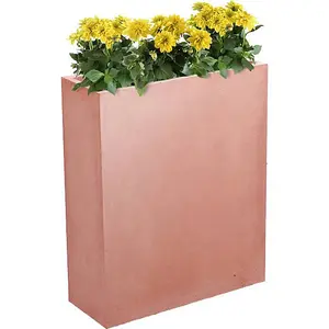 72cm Terracotta Fibrecotta Tall Trough Planter