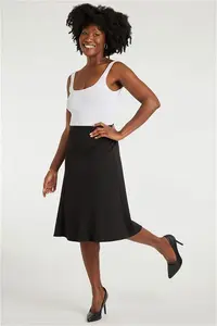 Bonmarche Black Ladies Smart Ponte Flippy Skirt, Size: 26