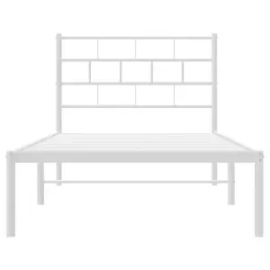 Berkfield Metal Bed Frame with Headboard White 75x190 cm