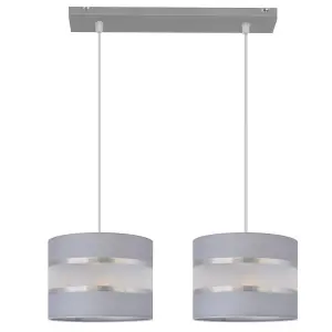 Luminosa Helen Straight Bar Pendant Ceiling Light Grey, Silver 45cm