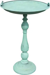 Outdoor Garden Free Standing Weatherproof Metal Green Ornamental Bird Bath