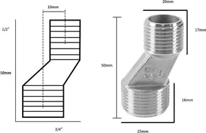 Nes Home Concealing Square Universal Shower S-Union Fittings for Bar Mixer Valve