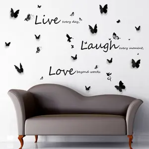 Walplus Live Laugh Love Quote 3D Butterflies Children Girl Wall Stickers Paper Decals