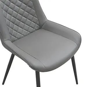 Furniture In Fashion Oston Grey Faux Leather Dining Chairs With Anthracite Legs In Pair