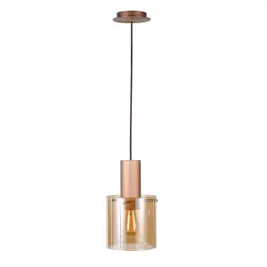 Luminosa Modern Hanging Pendant Antique Bronze, Black 1 Light  with Glass Shade, E27