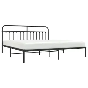 Berkfield Metal Bed Frame with Headboard Black 200x200 cm