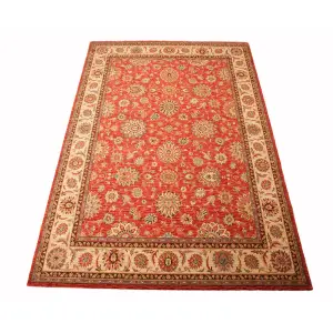 Orange Luxurious Traditional Wool Floral Bordered Rug for Bedroom & Living Room-229cm X 290cm