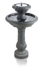 Primrose Windsor 2-Tier Solar Bird Bath Water Feature with Lights and Automatic Activation 84cm