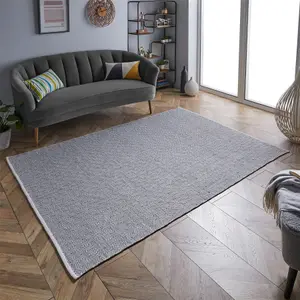 The Rug Seller Silver Brittany Rug For Living Room - Medium 120x170cm