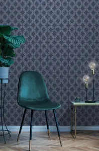 Galerie Luxe Blue Trellis Smooth Wallpaper