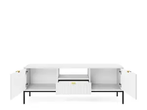 Nova TV Cabinet in White - Sturdy and Stylish Entertainment Centre with Drawer and Closed Compartments W1540mm x H560mm x D390mm