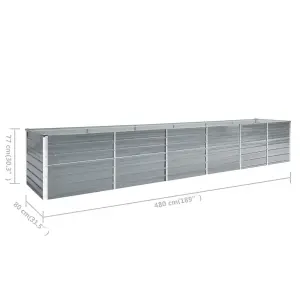 Berkfield Garden Raised Bed Galvanised Steel 480x80x77 cm Grey