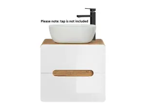 Bathroom Vanity Unit Countertop Sink 600 Wall Cabinet White Gloss Oak Arub