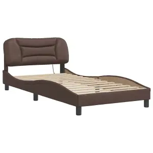 Berkfield Bed Frame with LED without Mattress Brown 100x200 cm