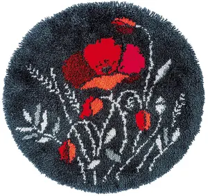 L/HK S/RUG POPPIES - Latch Hook Kit: Rug: Shaped: Poppies - Vervaco